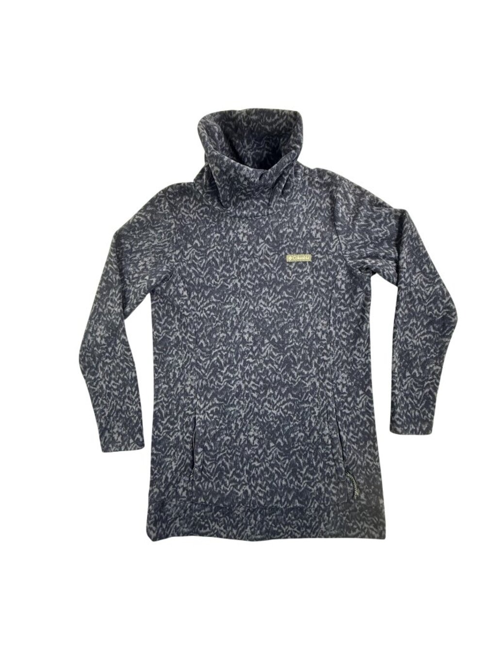 Columbia Coat Mens Medium Blue Fleece Long Pullover Funnel Neck Geometric AL2727 - Picture 1 of 16